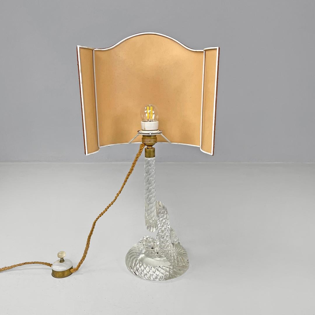 Italienische Art-Déco-Tischlampen von Seguso aus Murano-Glas und floralem Stoff, 1930er Jahre (Metall) im Angebot