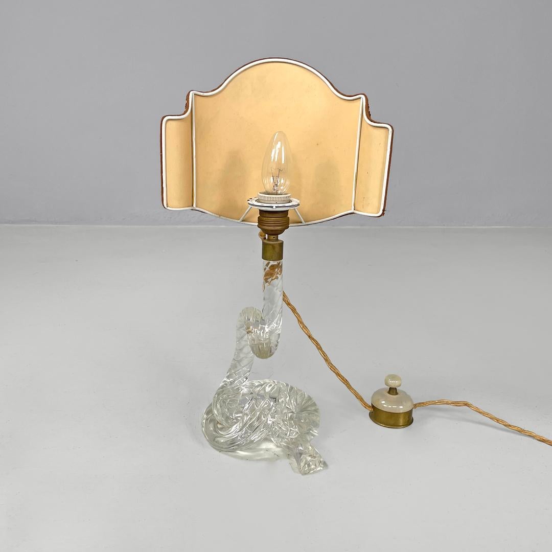 Italian Art Deco table lamps by Seguso in Murano glass and floral fabric, 1930s For Sale 4
