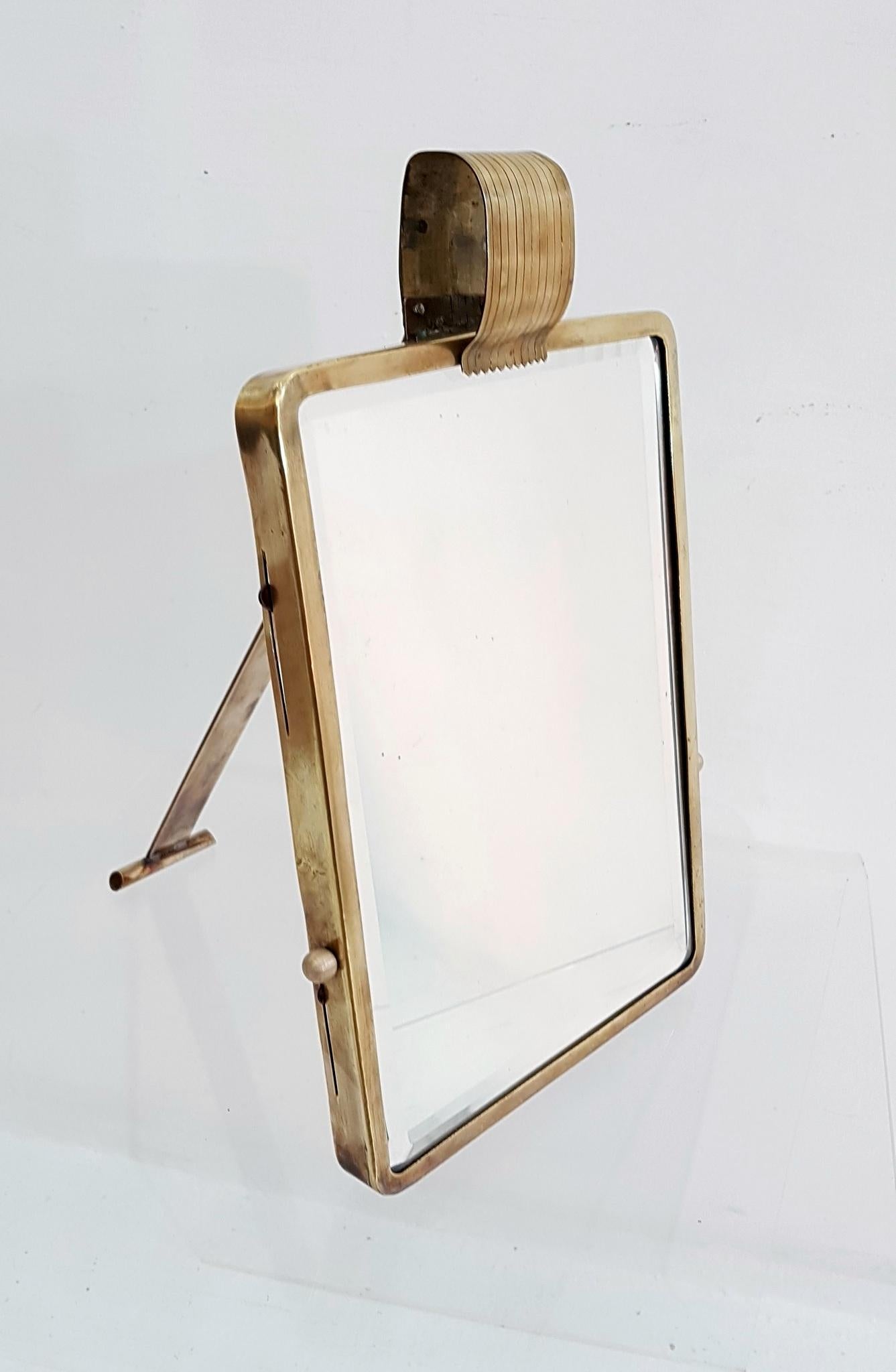 Italian Art Deco Table Mirror in Brass 3