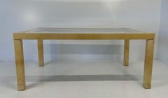 Tavolo italiano in pergamena e vetro, Attr. Aldo Tura, anni '70