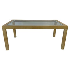 Table italienne en parchemin et verre, Attr. Aldo Tura, 1970