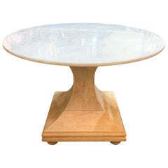 Italian Art Deco Table with Bleached Mahogany Base and Marble Top