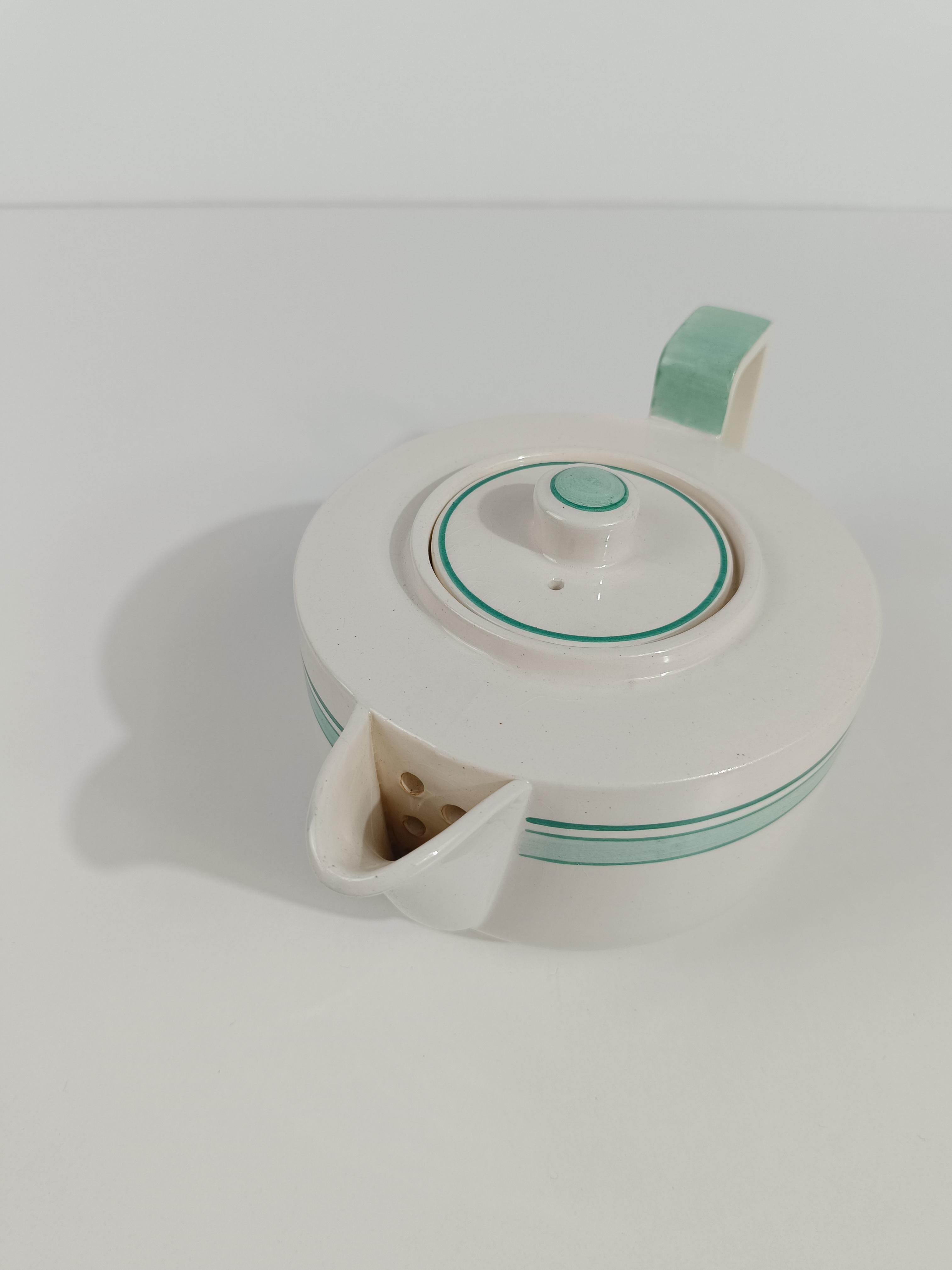 Juego de té Art Déco italiano de Richard Ginori en mayólica blanca y verde Tiffany en venta 3