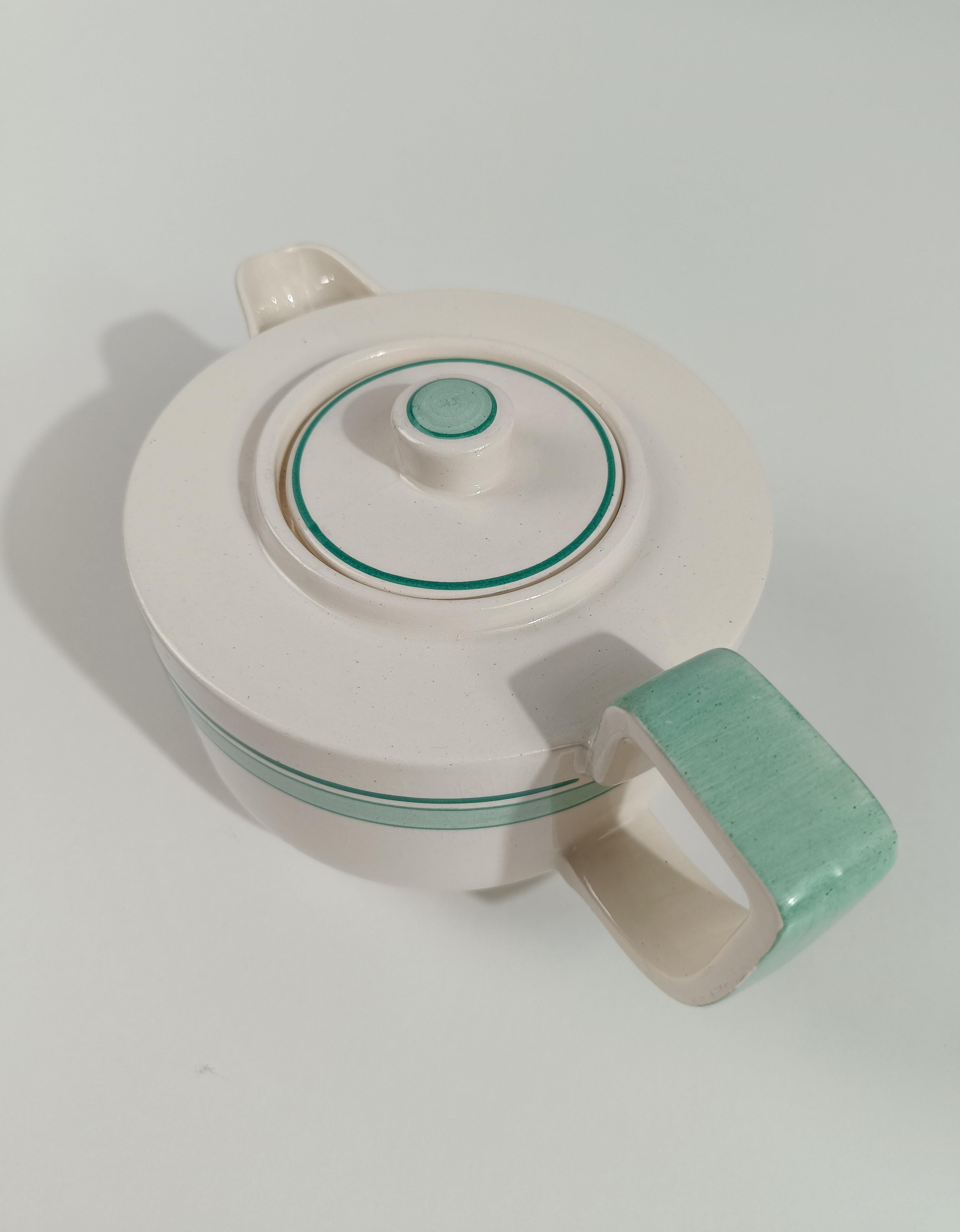 Juego de té Art Déco italiano de Richard Ginori en mayólica blanca y verde Tiffany en venta 5