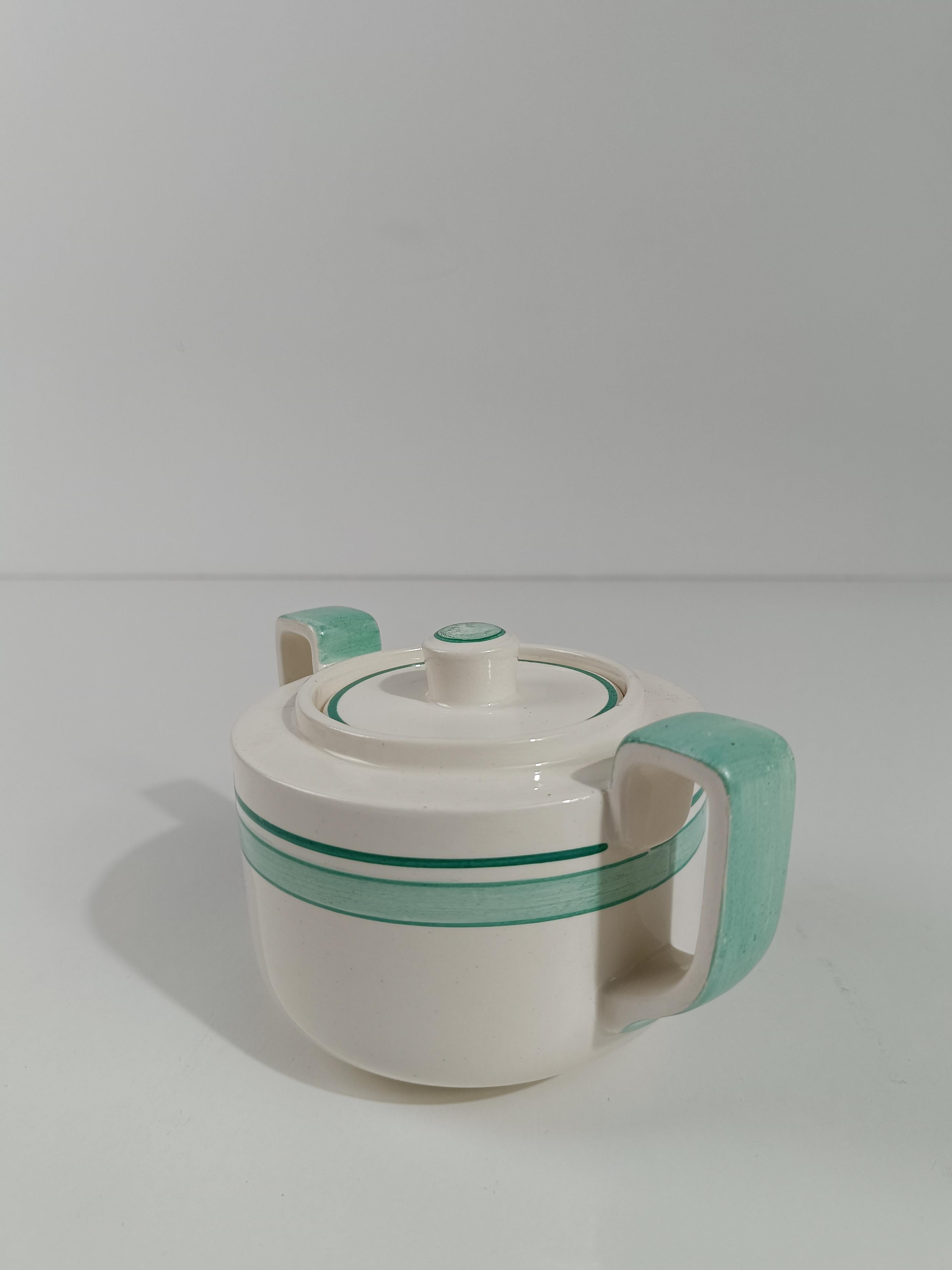 Juego de té Art Déco italiano de Richard Ginori en mayólica blanca y verde Tiffany en venta 8