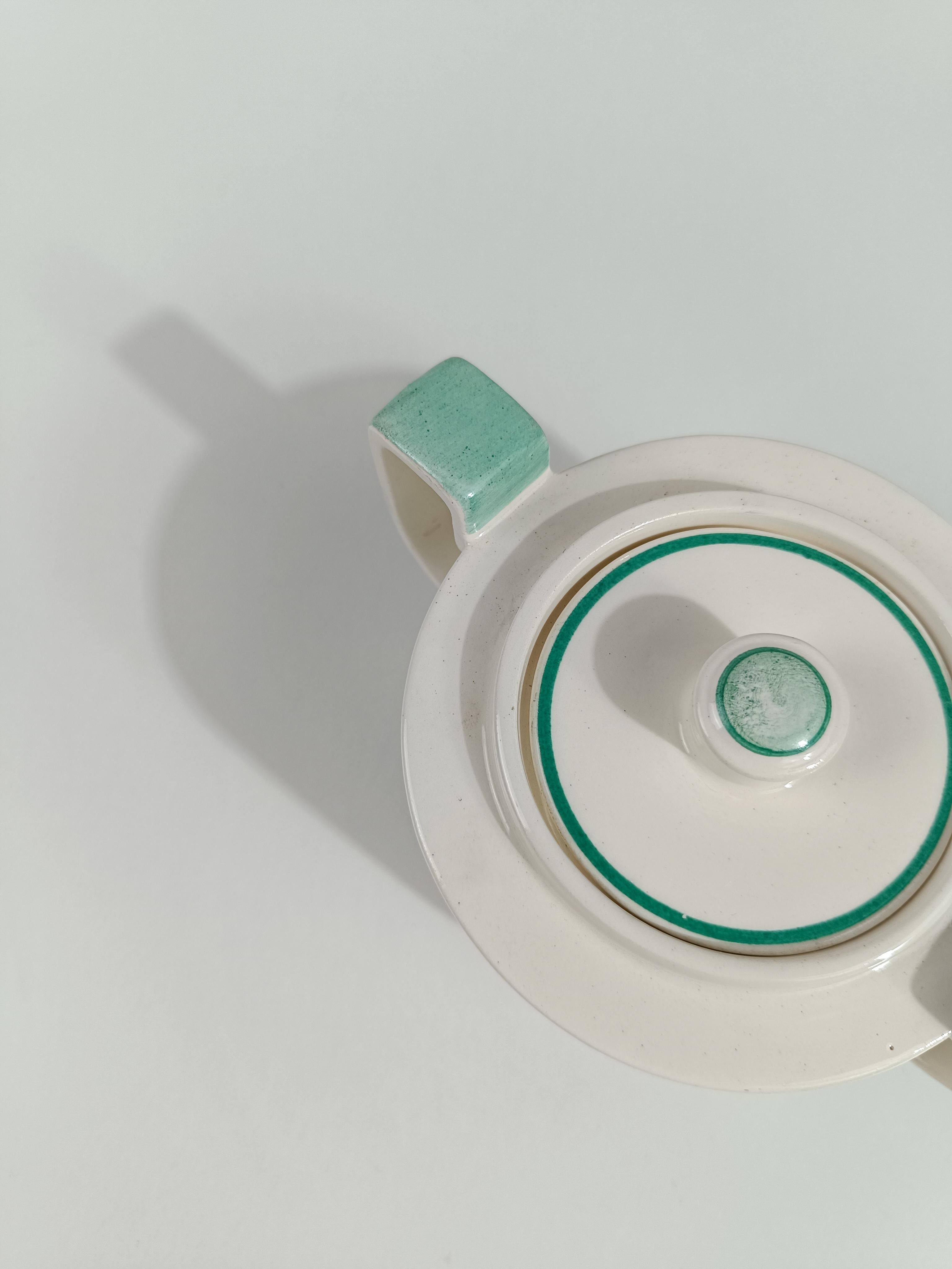 Juego de té Art Déco italiano de Richard Ginori en mayólica blanca y verde Tiffany en venta 9