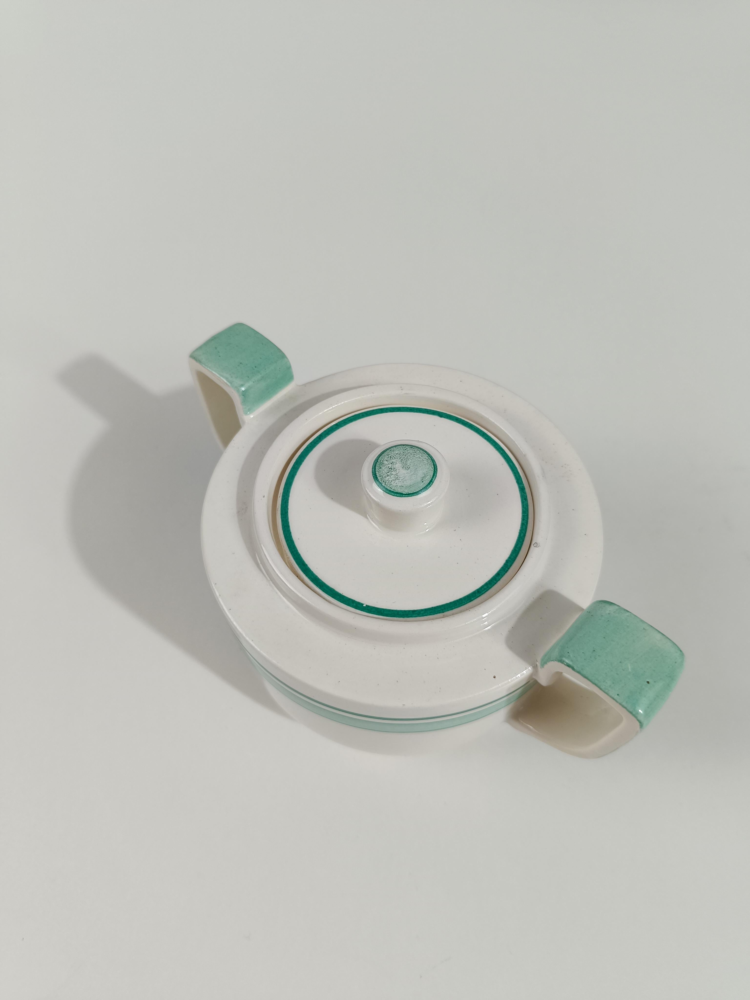 Juego de té Art Déco italiano de Richard Ginori en mayólica blanca y verde Tiffany en venta 10