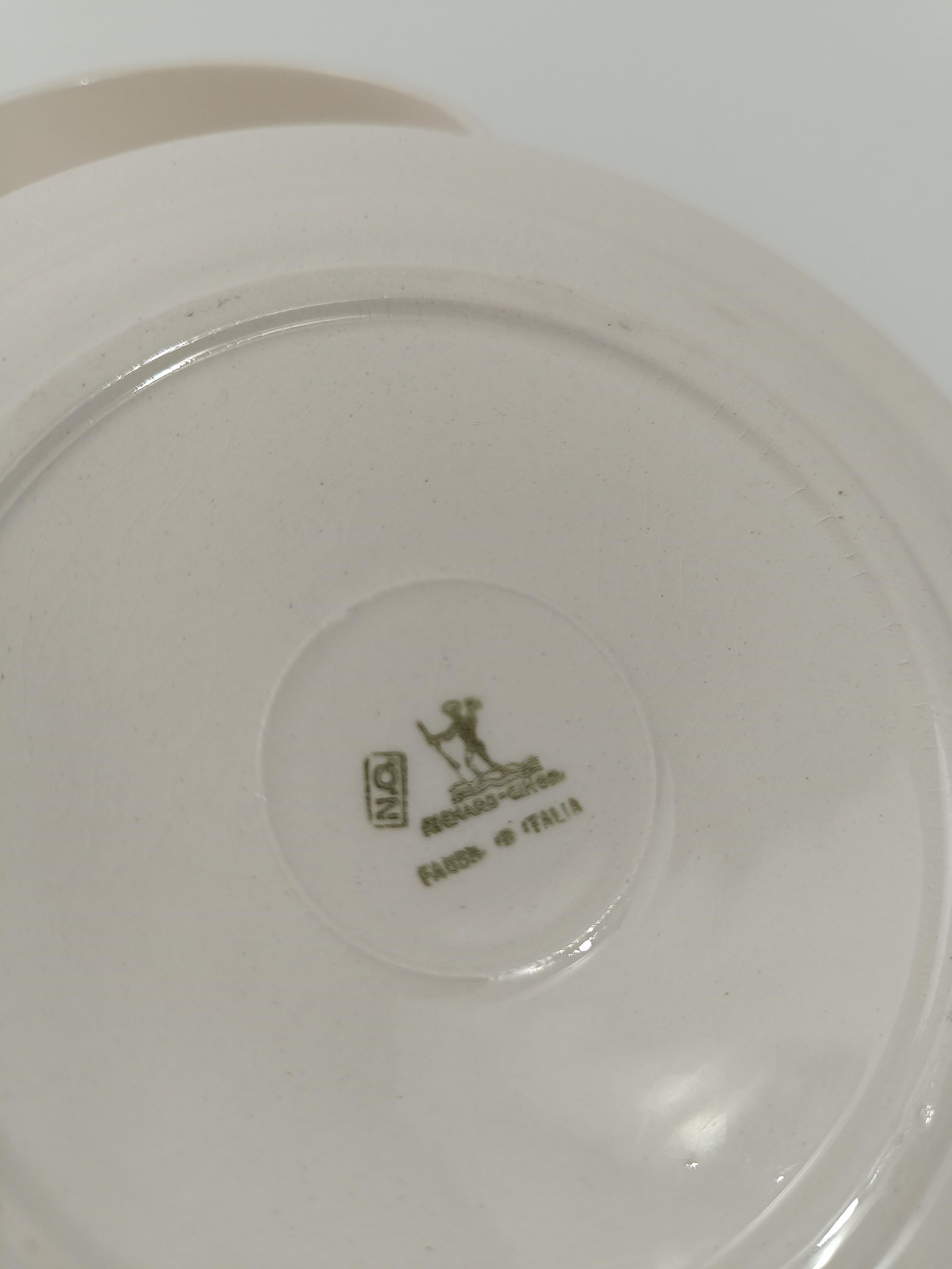 Juego de té Art Déco italiano de Richard Ginori en mayólica blanca y verde Tiffany Mayólica en venta