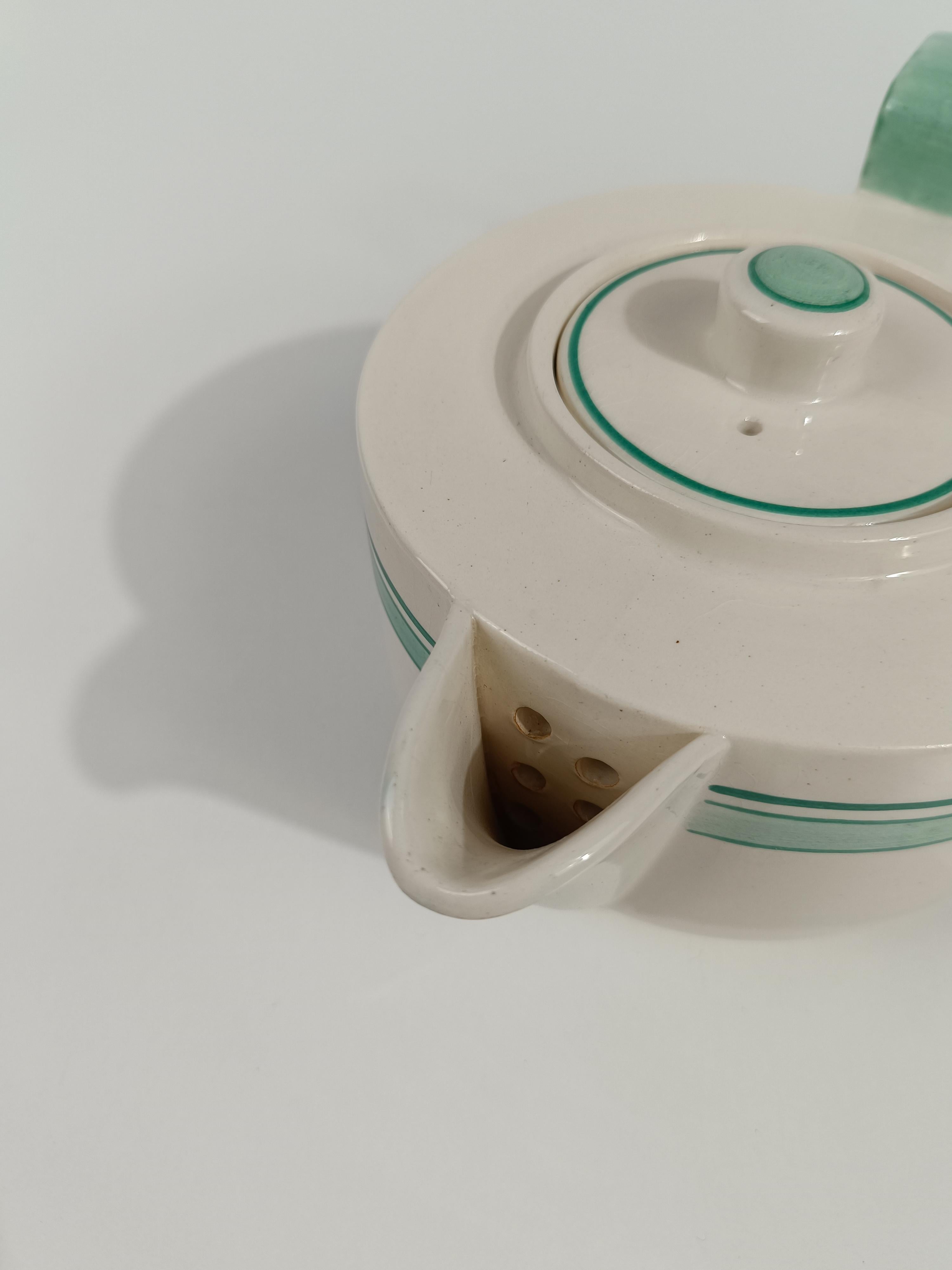 Juego de té Art Déco italiano de Richard Ginori en mayólica blanca y verde Tiffany en venta 2