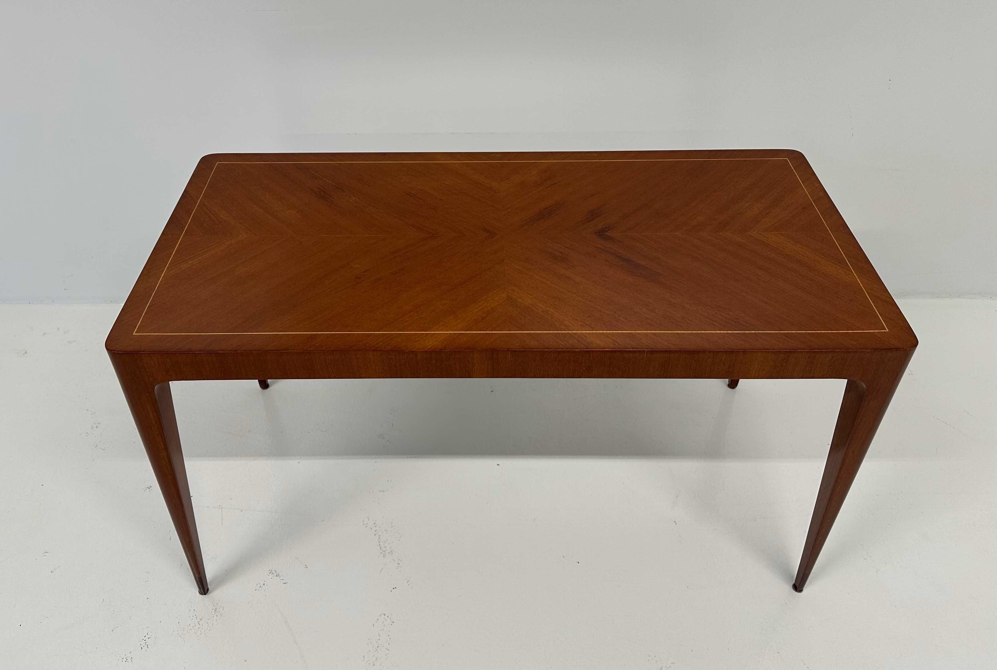 Mid-20th Century Italian Art Deco Teak and Maple Coffee Table By Paolo Buffa , 1950s For Sale