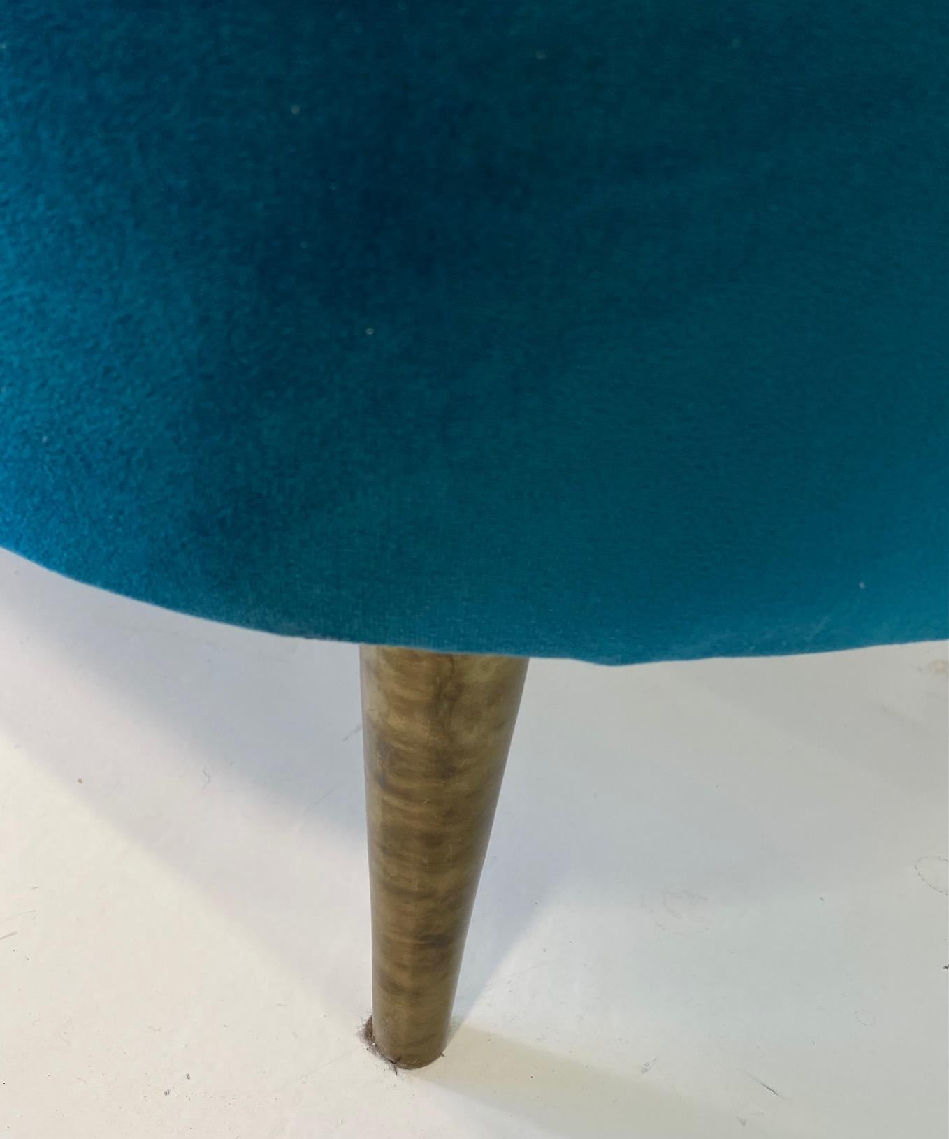 Italian Art Deco Teal Velvet Chaise-Longue, 1950s 1