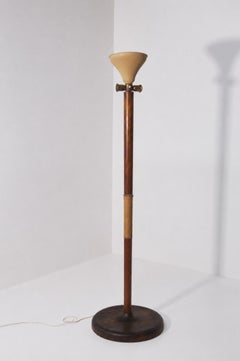 Italian Art Deco three-light rope-ornament floor lamp