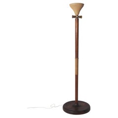Italian Art Deco three-light rope-ornament floor lamp