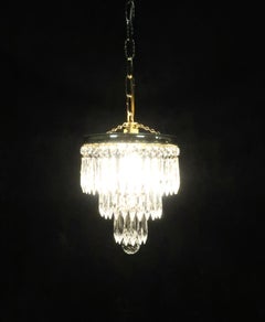 Italian Art Deco Three-Tier Crystal Glass Chandelier