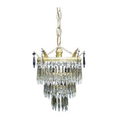 Antique Italian Art Deco Three-Tier Crystal Glass Chandelier