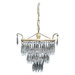 Antique Italian Art Deco Three-Tier Crystal Glass Chandelier