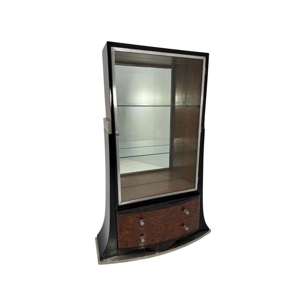 Italian Art Deco Thuja, Macassar Ebony Black Lacquer and Metal Cabinet, 1935 11