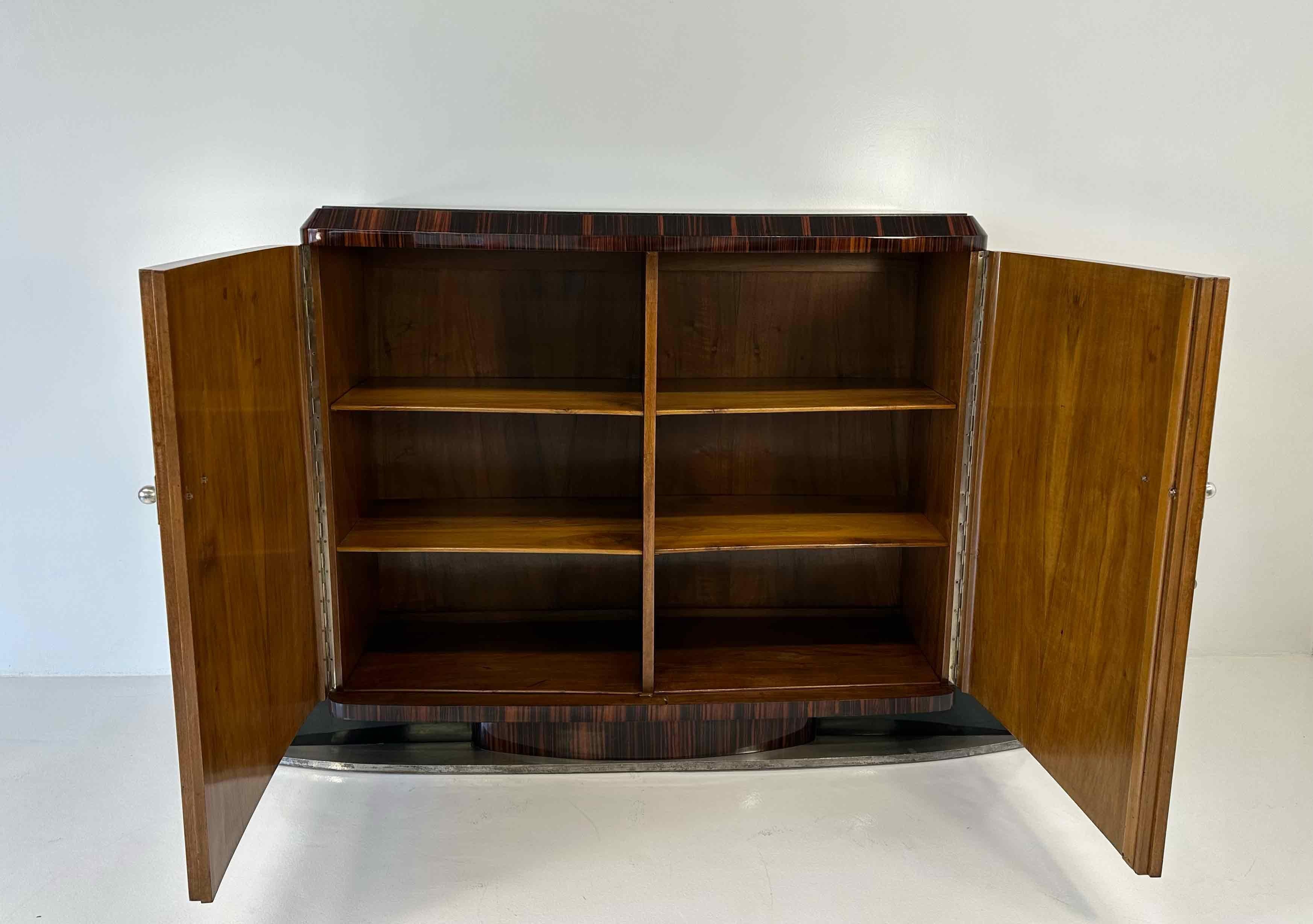 Enfilade Art Déco italien en thuja, Macassar, laque noire, marbre et métal, 1935 6