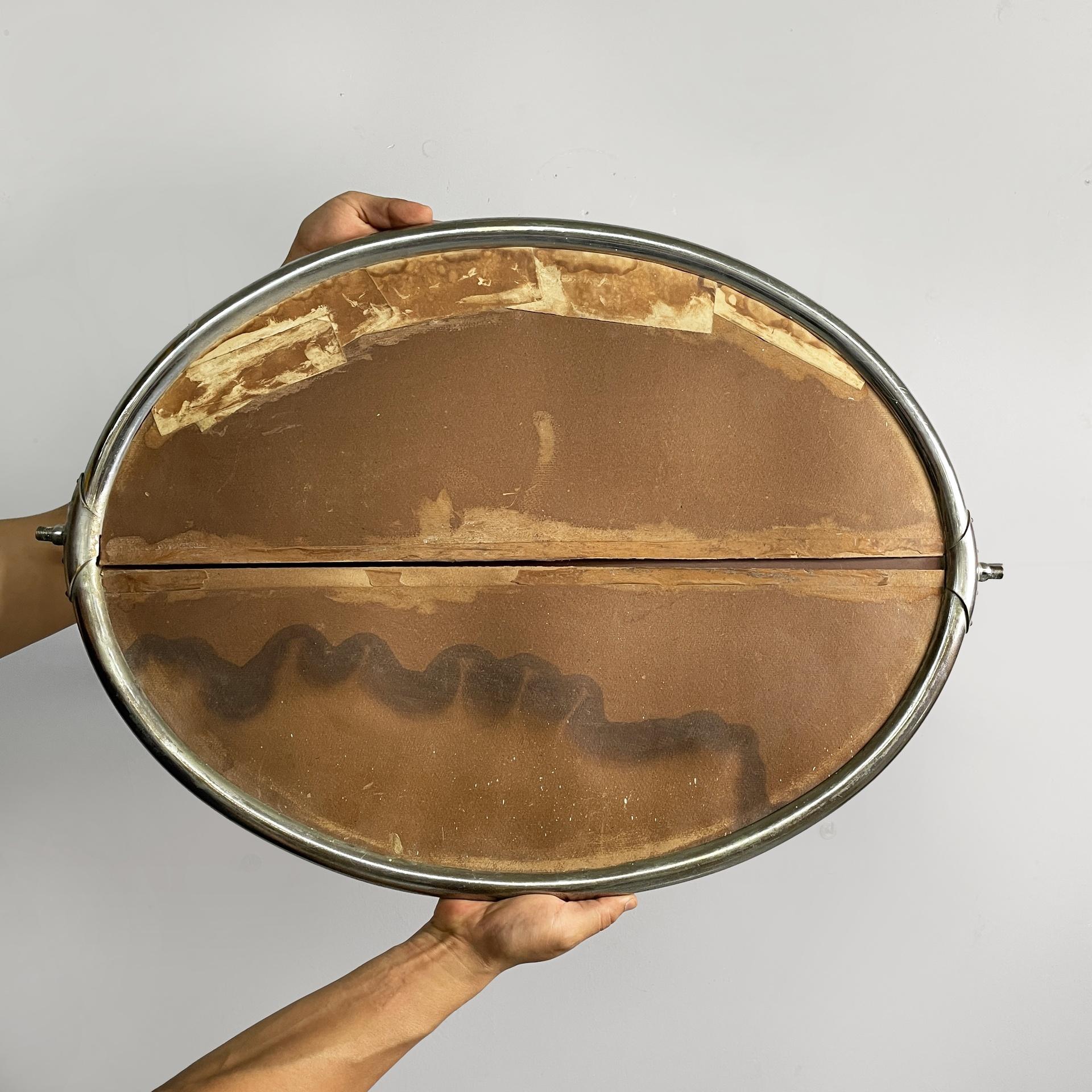 Miroir mural inclinable italien Art Deco avec étagère en verre et métal, années 1930 en vente 14