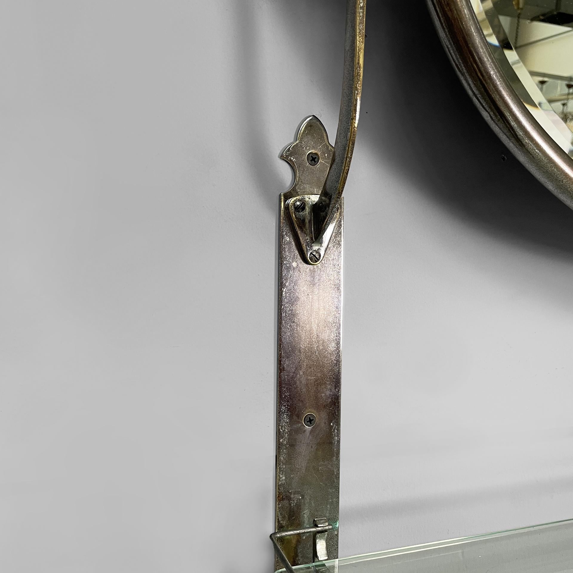 Miroir mural inclinable italien Art Deco avec étagère en verre et métal, années 1930 en vente 2