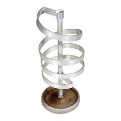 Italian Art Deco Umbrella Stand with Spiral-Shape in Cast Aluminum, 1920s