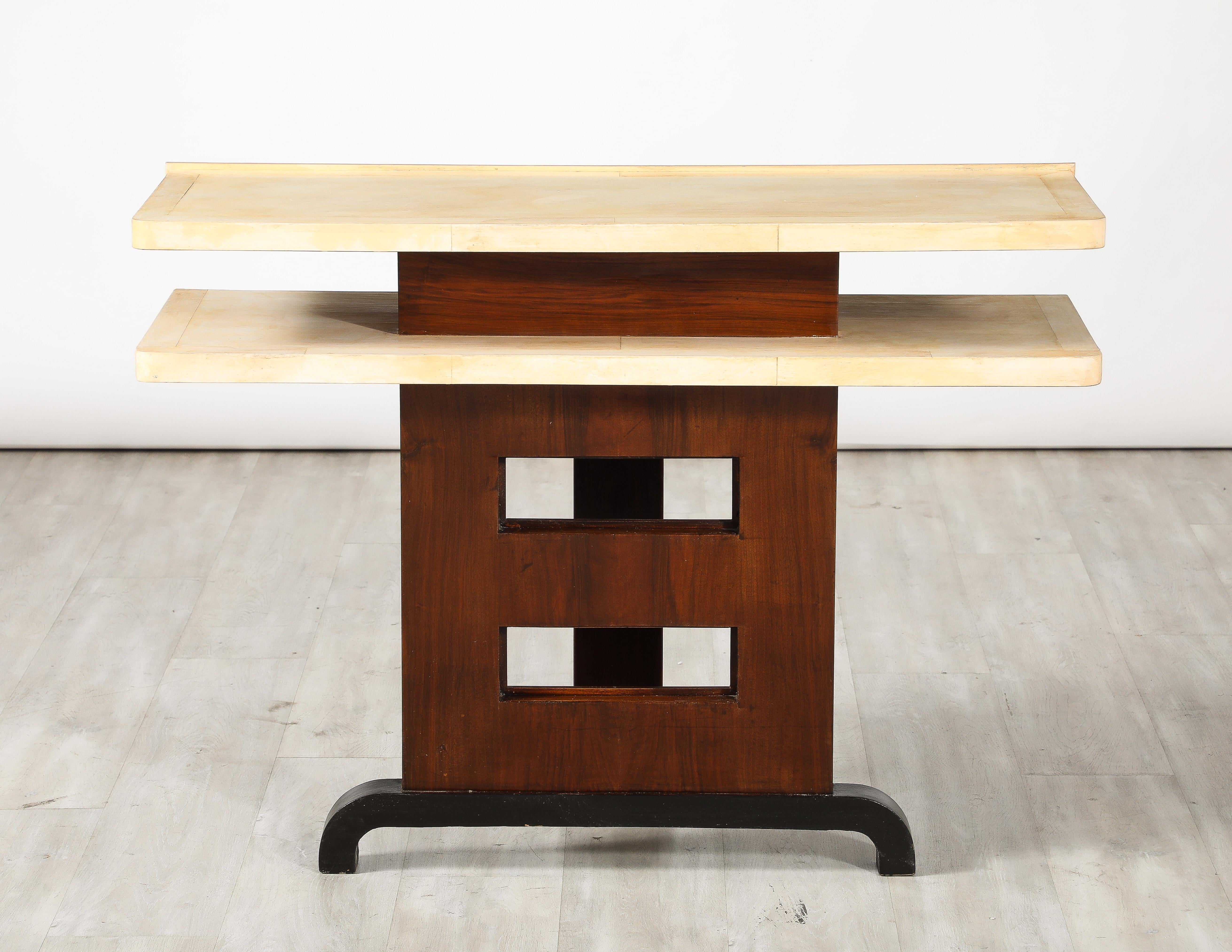 Table console italienne Art déco en Vellum et Wood, Italie, vers 1940  en vente 6