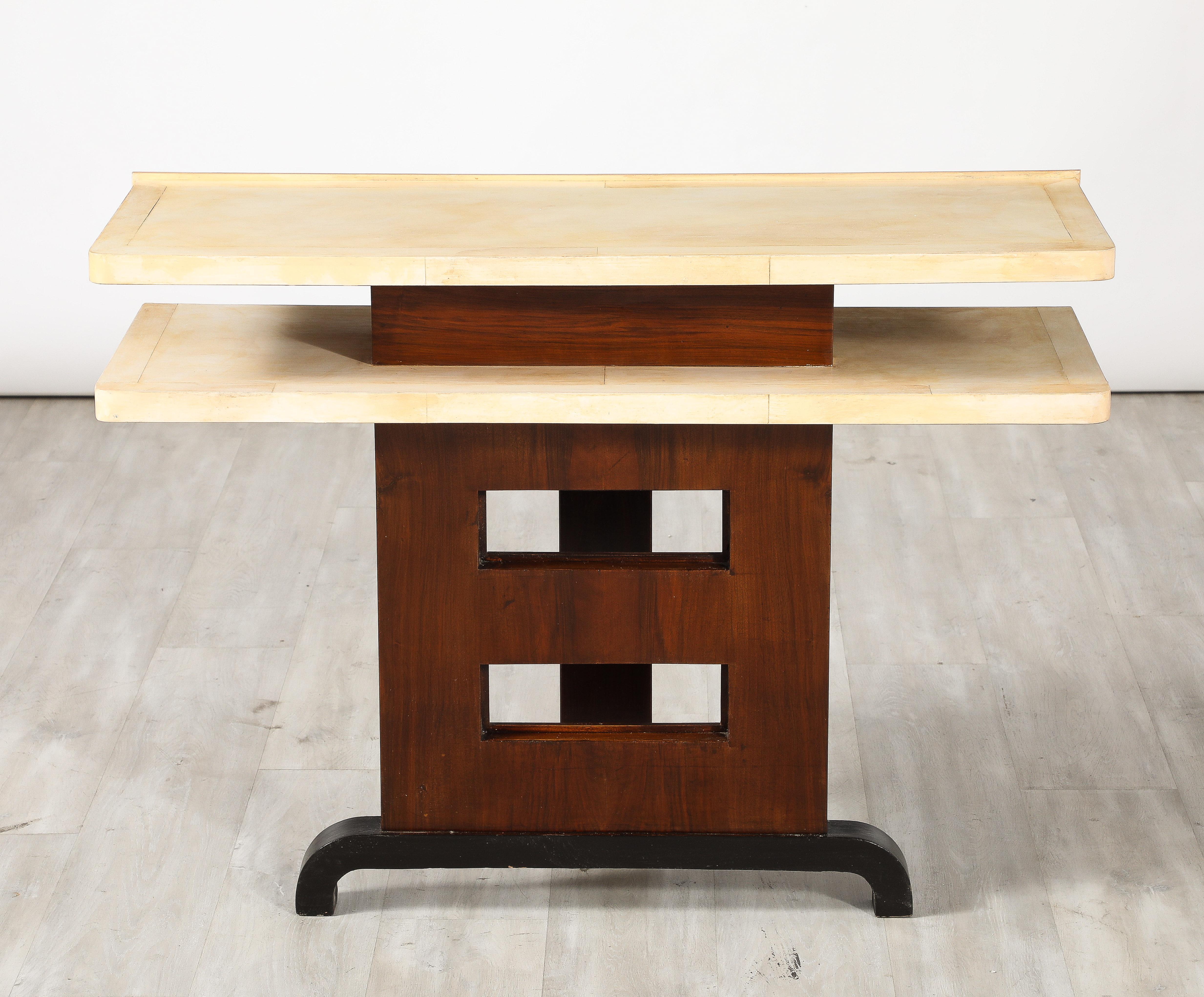 Table console italienne Art déco en Vellum et Wood, Italie, vers 1940  en vente 7