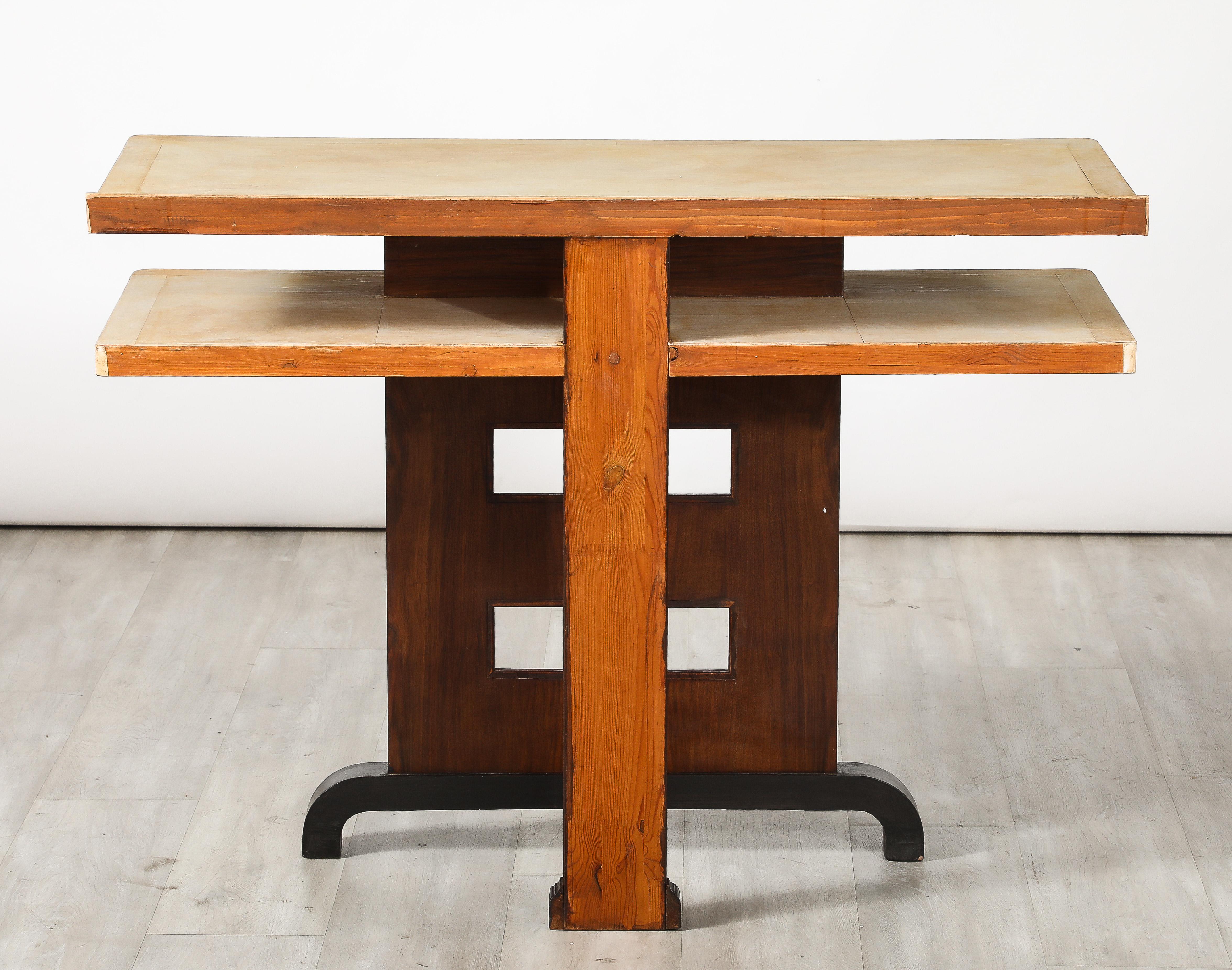 Table console italienne Art déco en Vellum et Wood, Italie, vers 1940  en vente 1