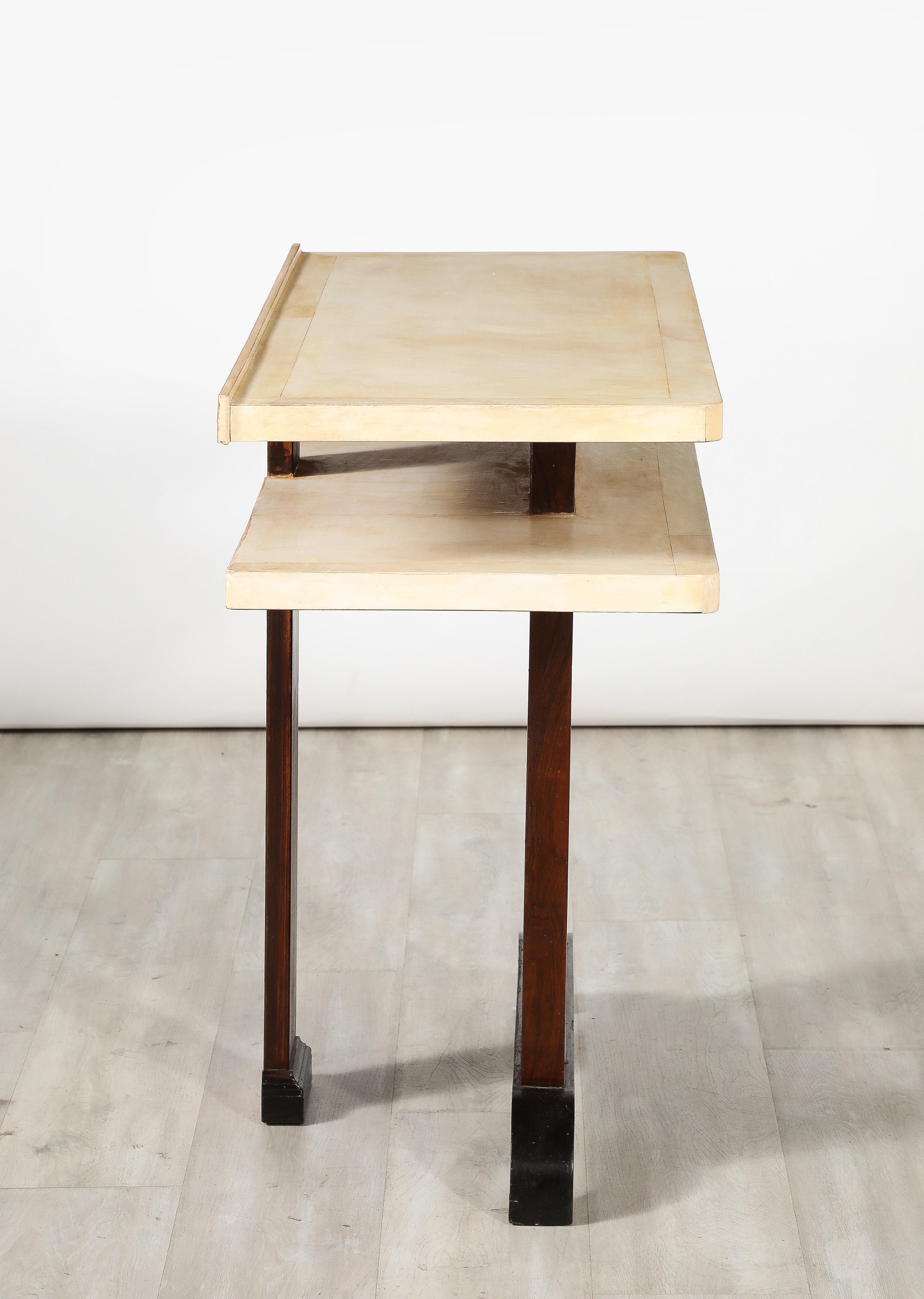 Table console italienne Art déco en Vellum et Wood, Italie, vers 1940  en vente 2