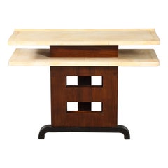 Italian Art Deco Vellum and Wood Console Table, Italy, circa 1940