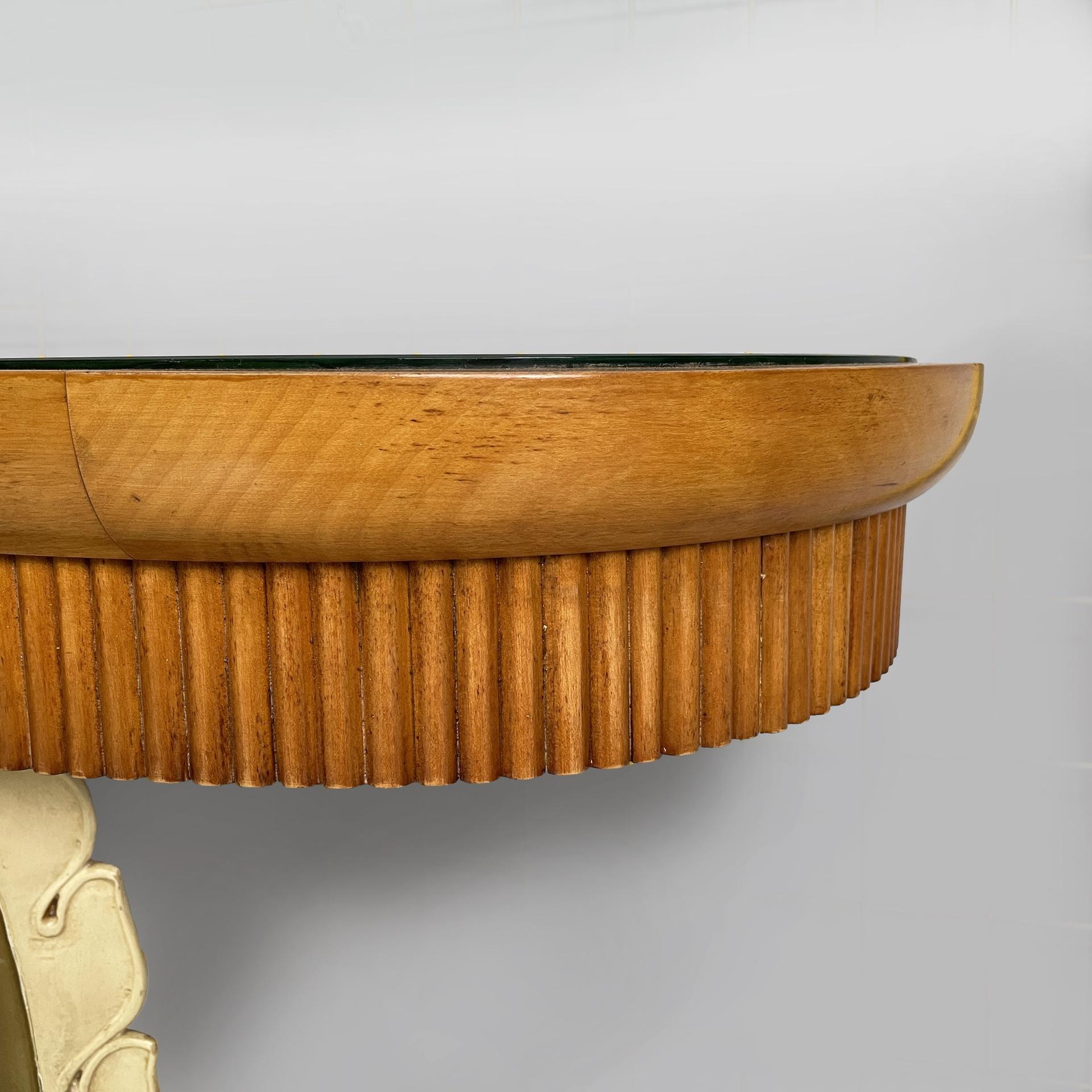 Italian Art Deco wall console in wood and mirror, 1940s For Sale 7
