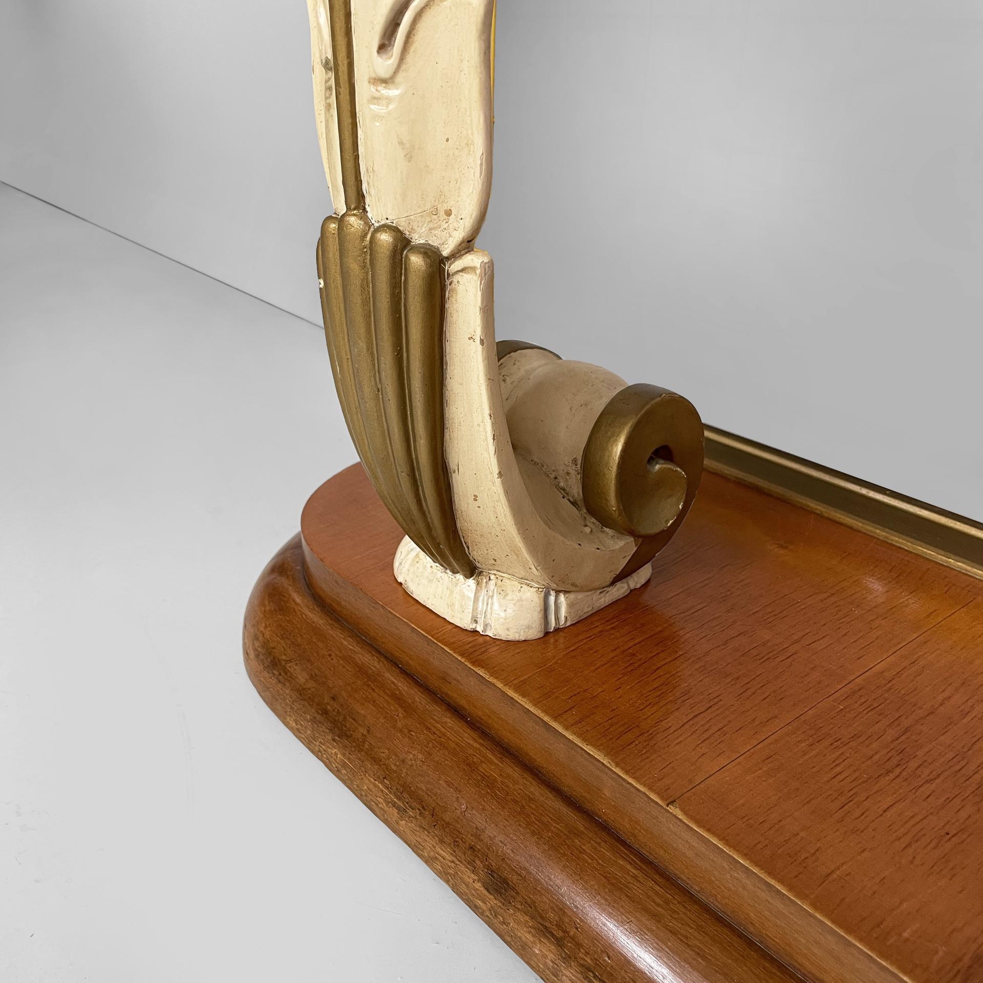 Italian Art Deco wall console in wood and mirror, 1940s For Sale 12