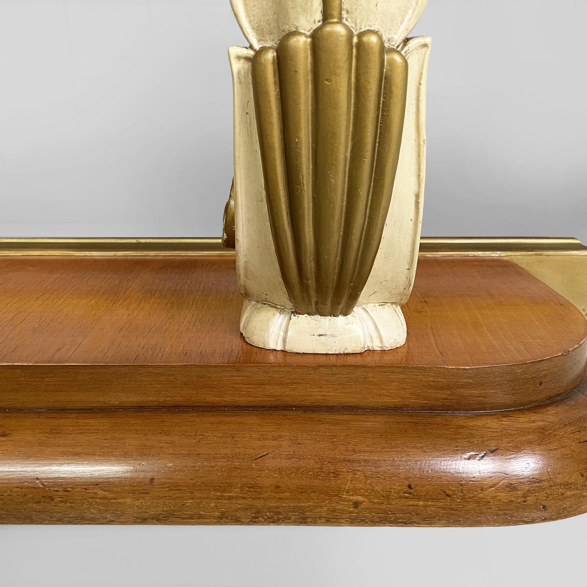 Italian Art Deco wall console in wood and mirror, 1940s For Sale 13