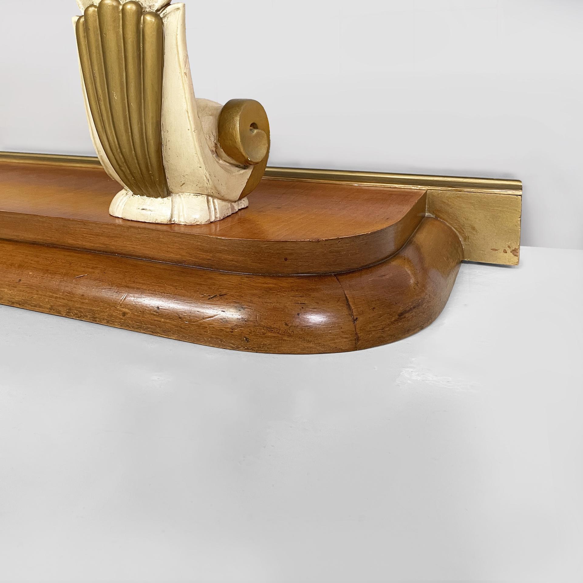 Italian Art Deco wall console in wood and mirror, 1940s For Sale 14