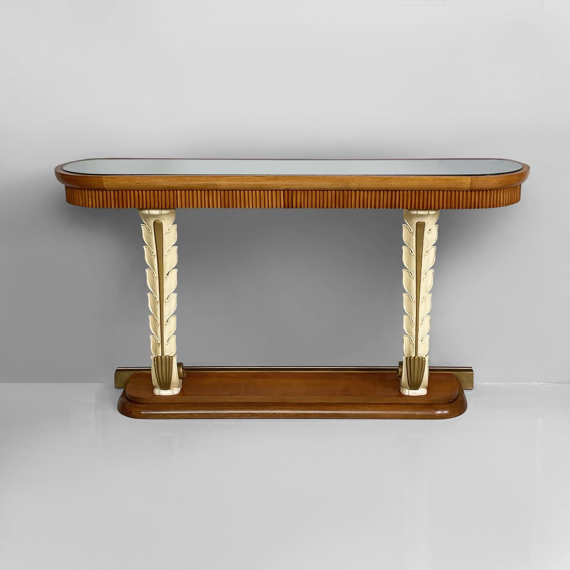 Italian Art Deco wall console in wood and mirror, 1940s In Good Condition For Sale In MIlano, IT