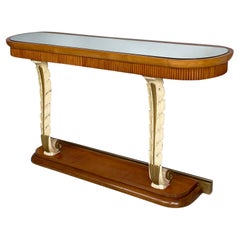 Italian Art Deco wall console in wood and mirror, 1940s