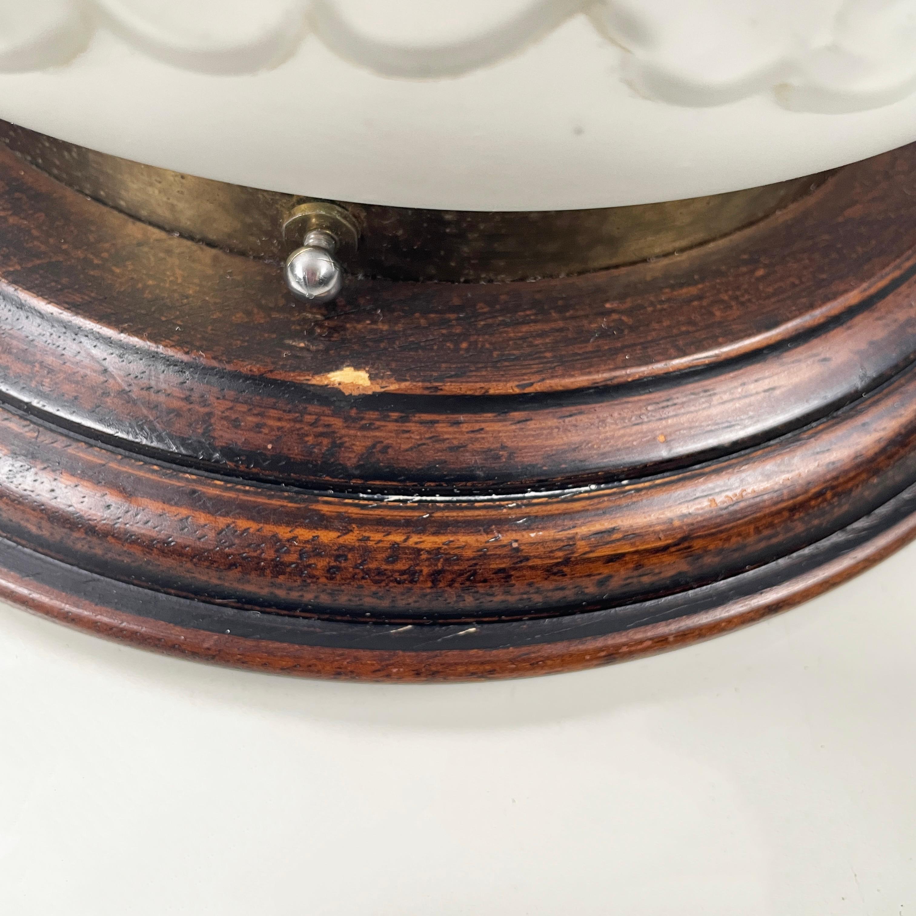 Italienische Art Deco Wandlampe aus Glas, Holz und Messing, 1930-1940er Jahre im Angebot 9