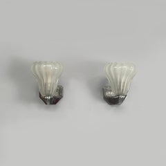 Italian Art Deco wall lamps in glass and metal, 1930s