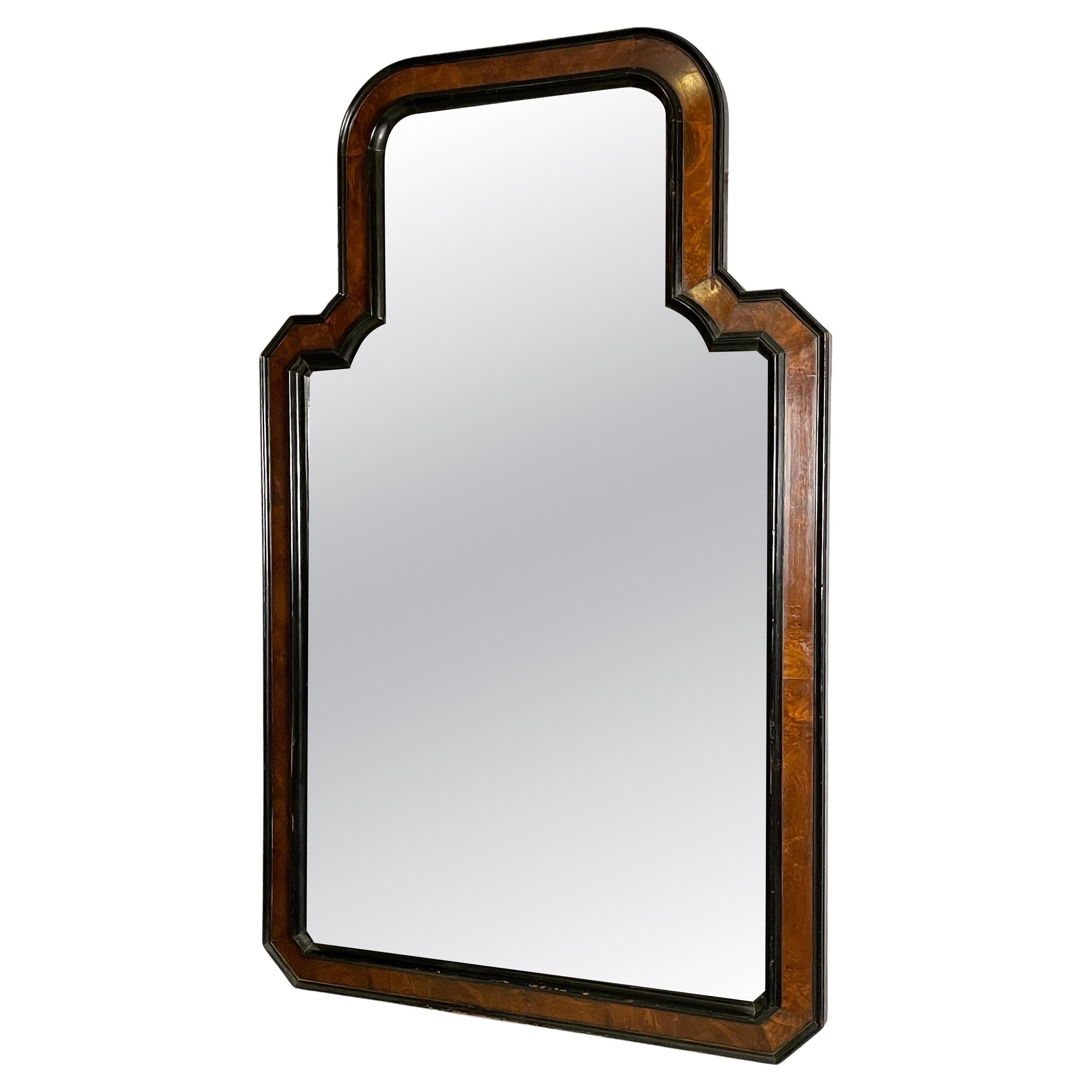 Italian Art Deco wall mirror in wood and black wood, 1930s