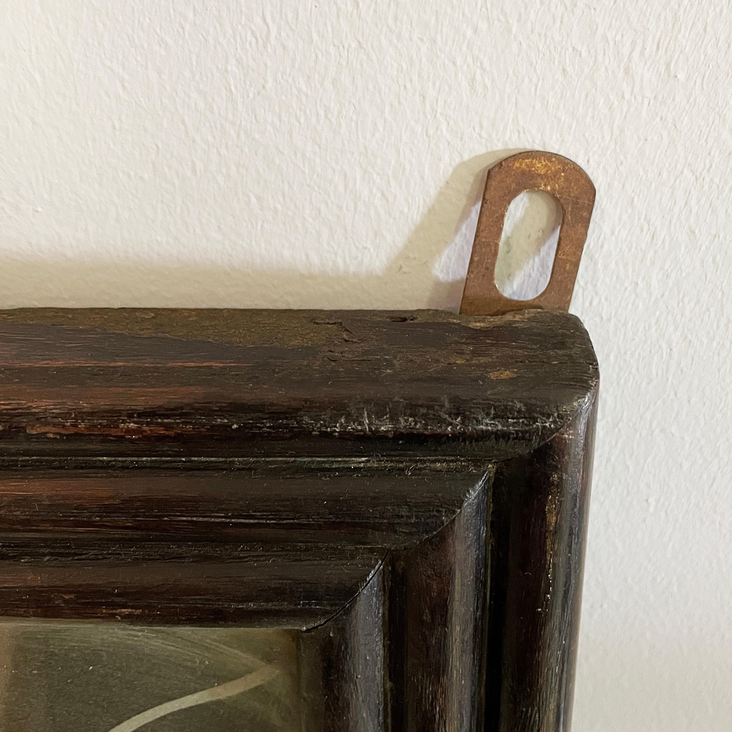 Italian art deco Wall mirror with acidified decorations in grissinato wood 1930s For Sale 6