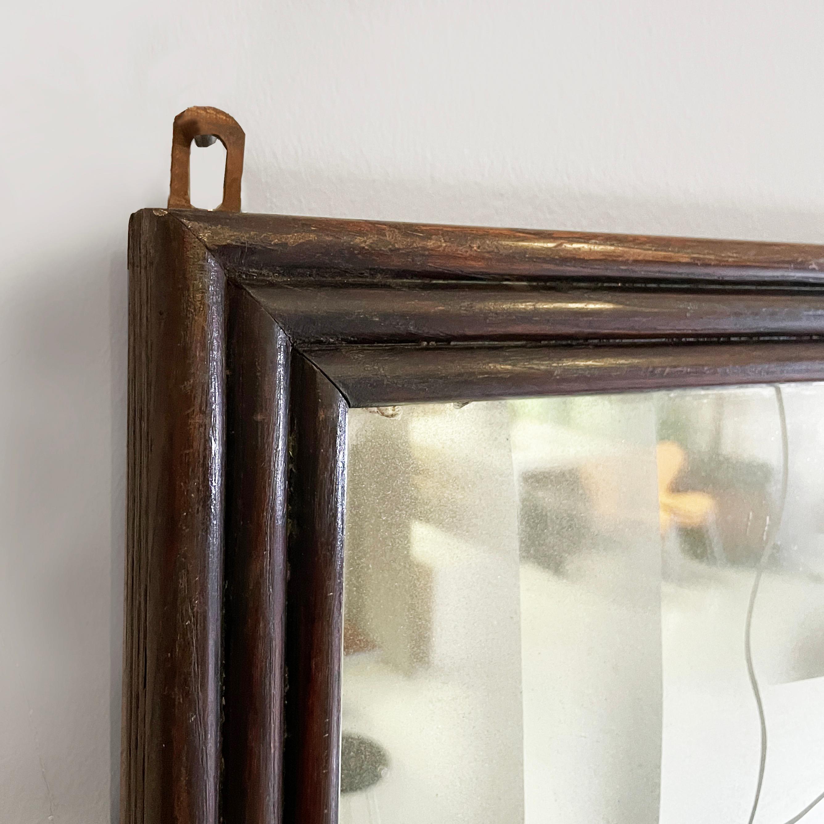 Mid-20th Century Italian art deco Wall mirror with acidified decorations in grissinato wood 1930s For Sale