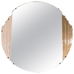 Italian Art Deco wall mirror with peach colored parts, circa 1930s
