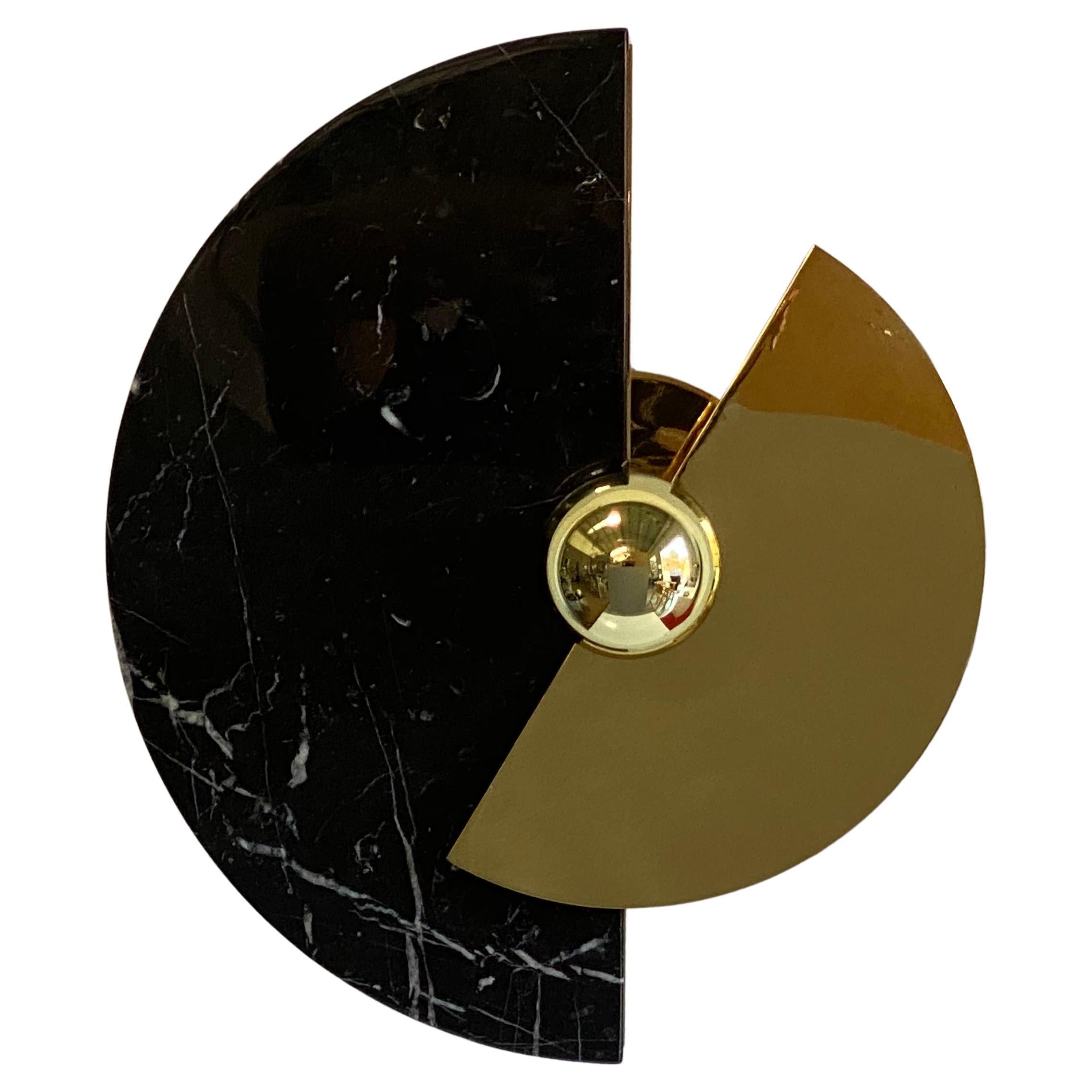 Italian Art Deco Wall Sconce in Black Marquinha Marble "Levante"  For Sale