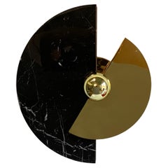 Italian Art Deco Wall Sconce in Black Marquinha Marble "Levante" 