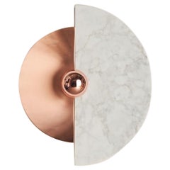Applique murale italienne Art Déco "Levante" en cuivre satiné et marbre de Carrare