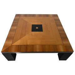 Italian Art Deco Walnut and Black lacquer Coffee Table