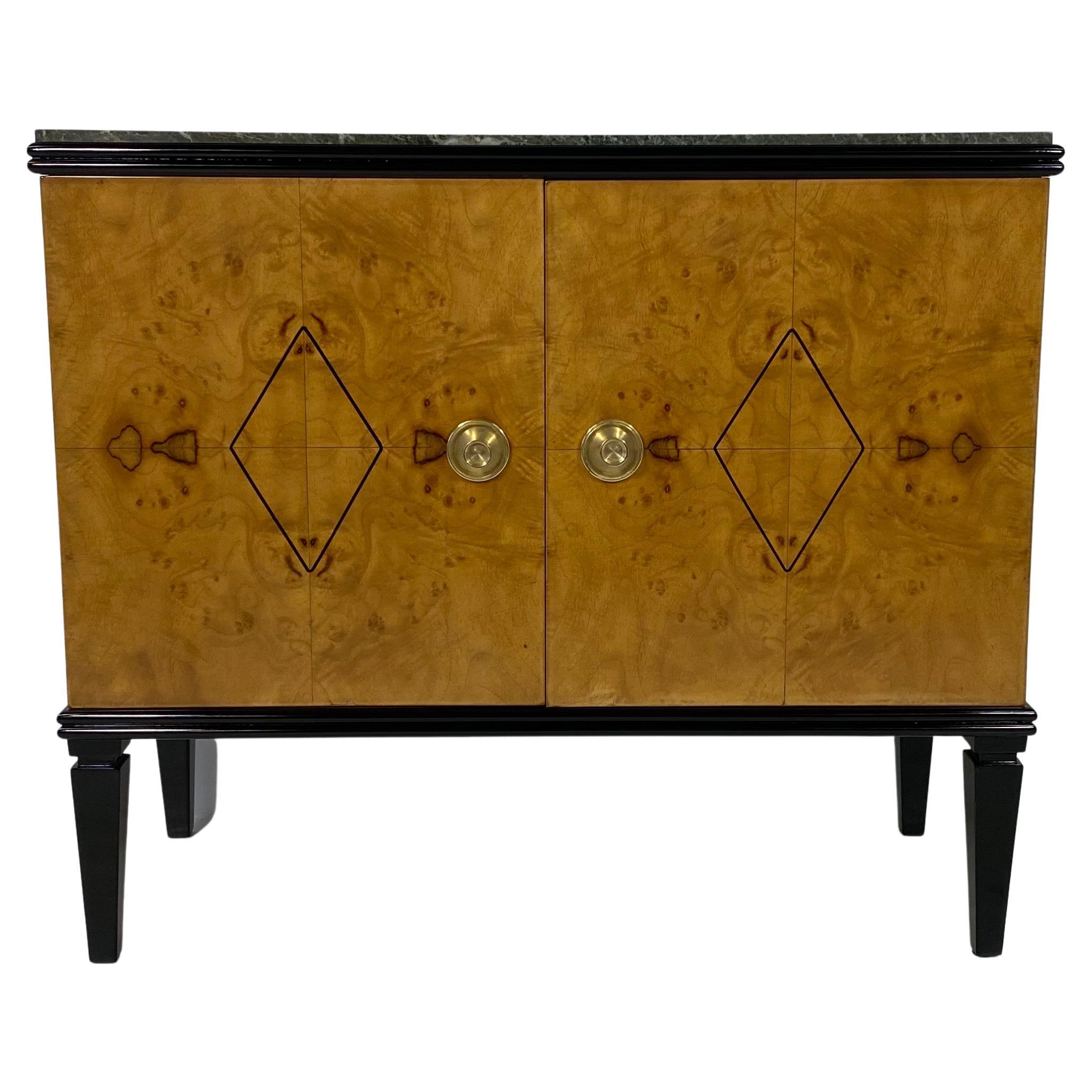 Italian Art Deco Walnut and Briar Cabinet, 1940s For Sale