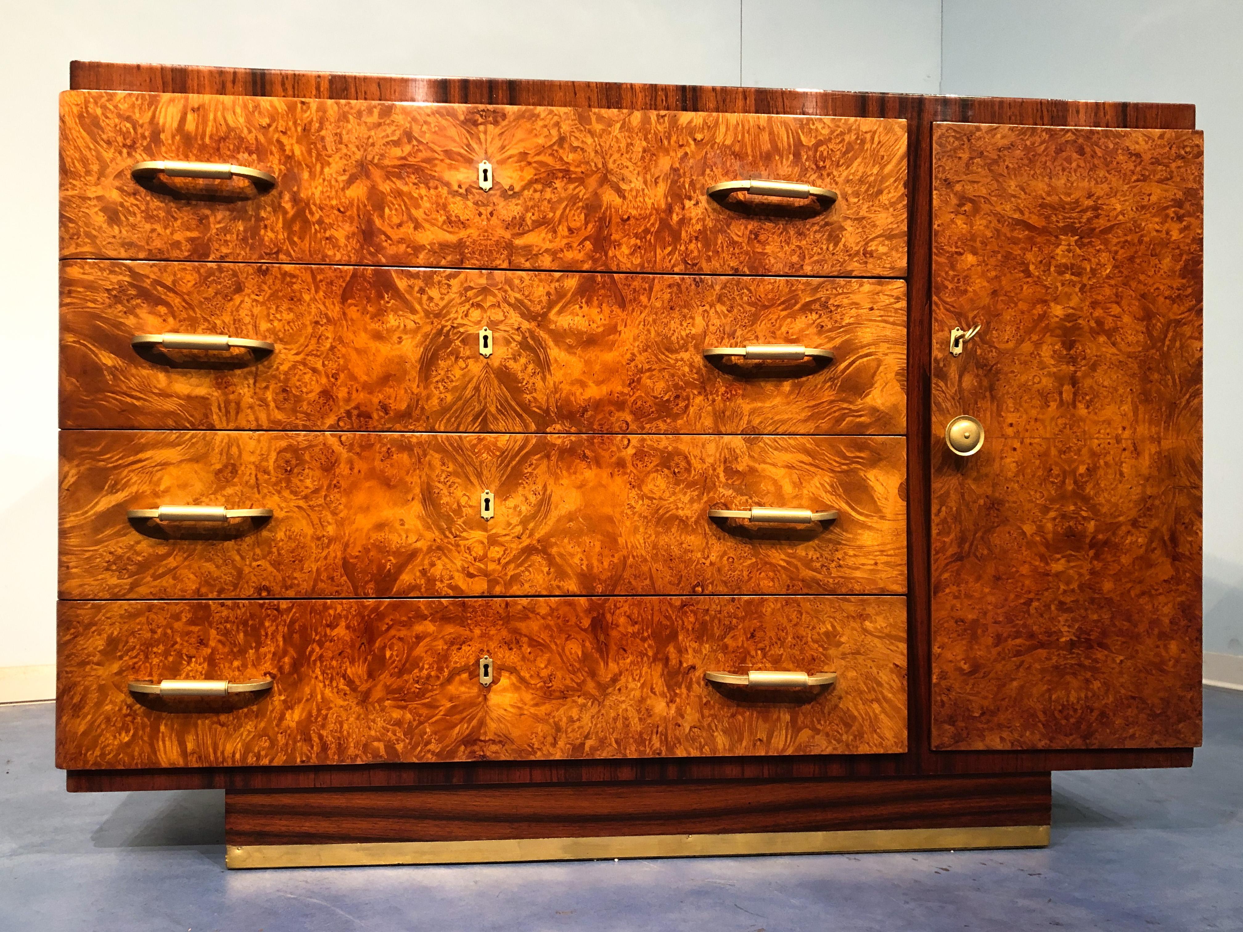 Italian Art Deco Walnut Chest of Drawers or Commode, 1940s 8
