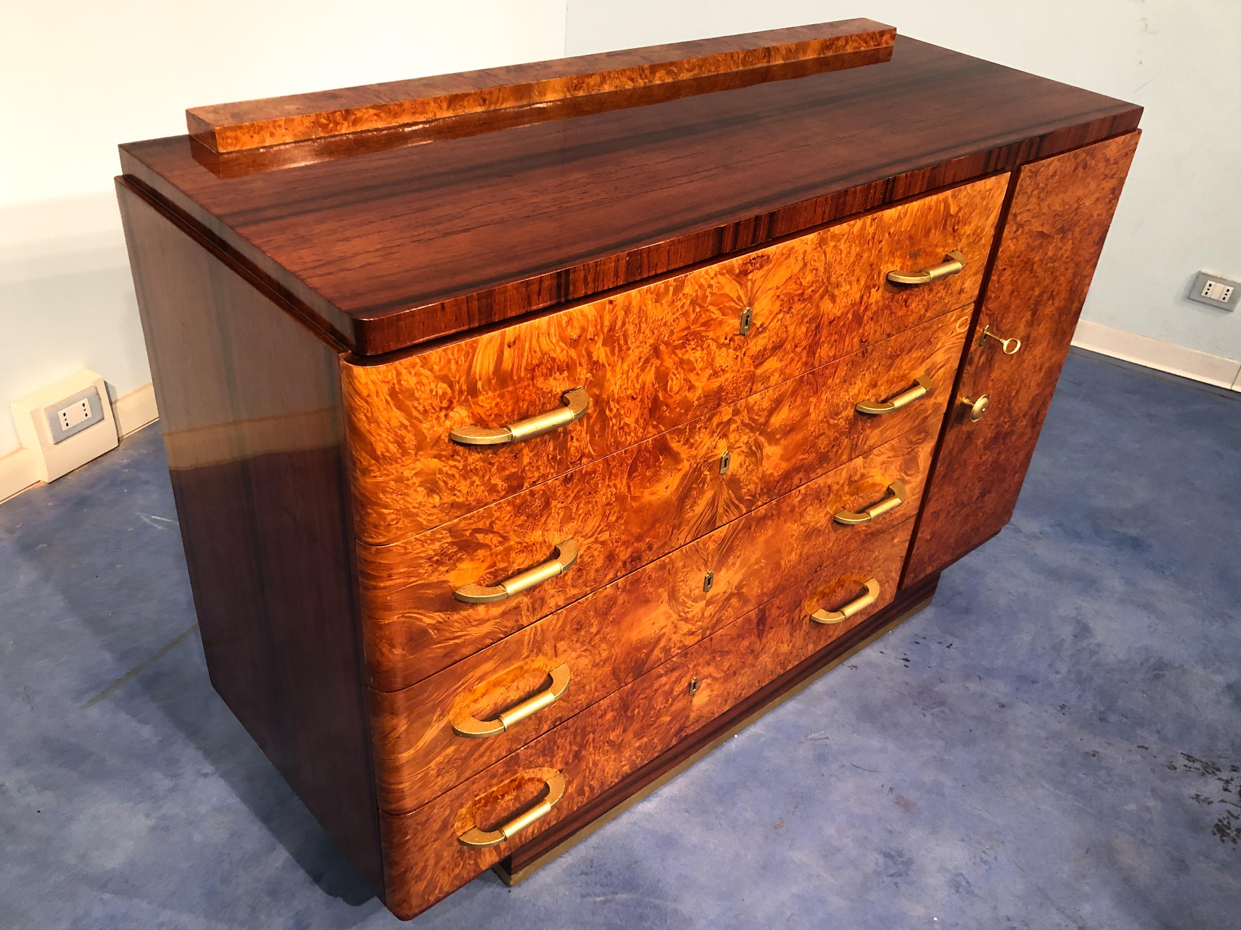 Italian Art Deco Walnut Chest of Drawers or Commode, 1940s 11