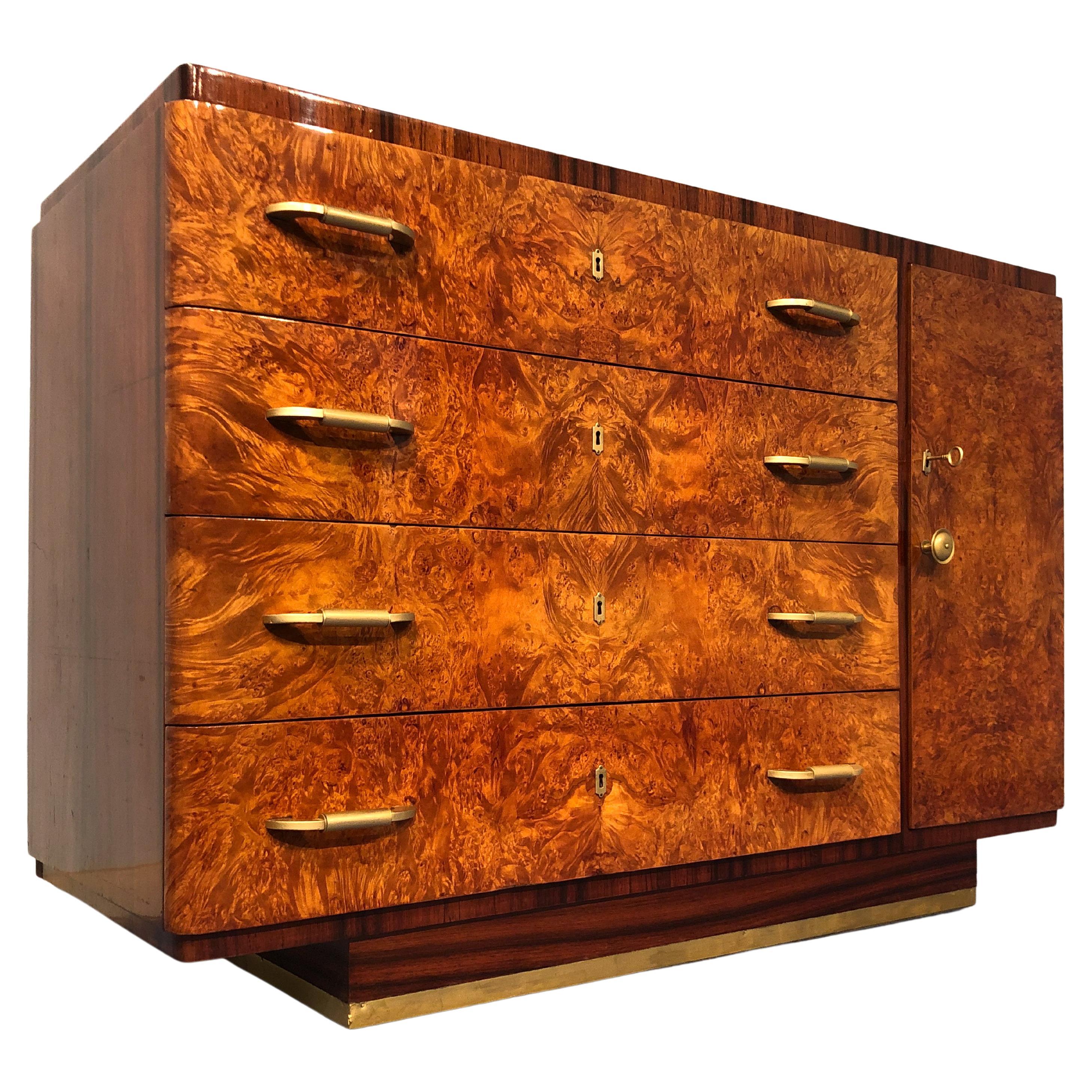 Italian Art Deco Walnut Chest of Drawers or Commode, 1940s